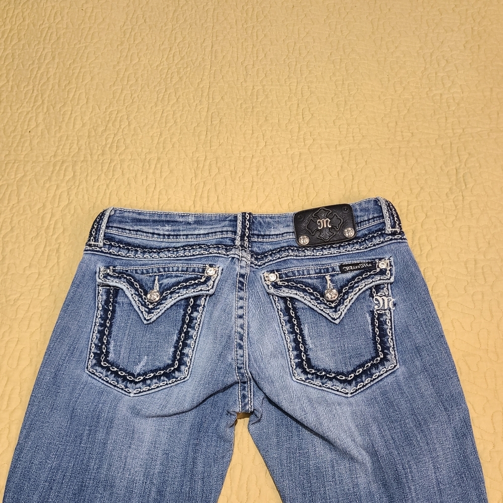 Miss Me Light Blue Bootcut Jeans with Embroidered Pockets